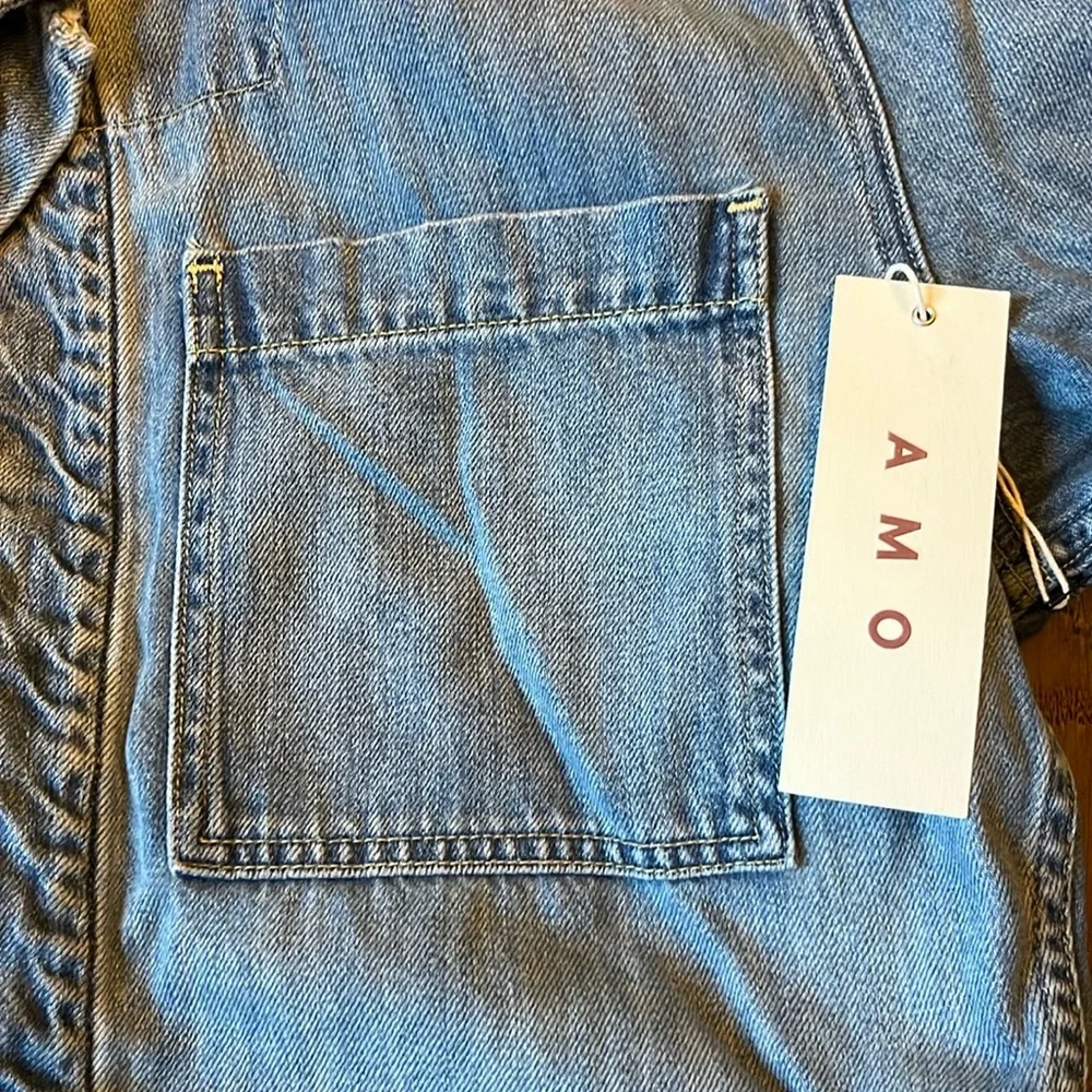 AMO Denim Skip Romper short sleeve light wash XL NWT casual carefree - Picture 7 of 16